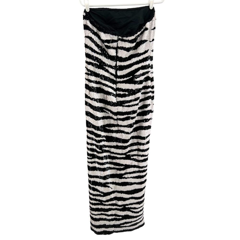 Sean Sequin Long Strapless Formal Zebra Print Iri… - image 2